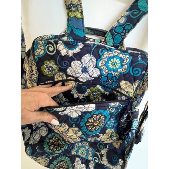 Vera Bradley Backpack Quilted Blue Tapestry Retired Pattern Retro - Picture 8 of 11